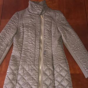 Tahari Gray Quilted Puffer Jacket